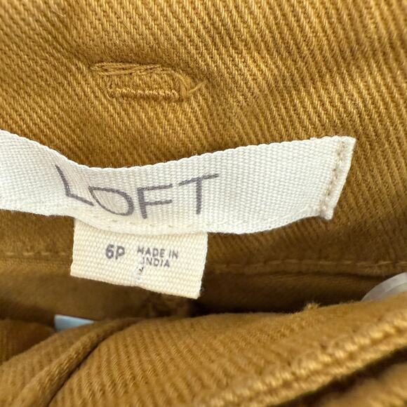 NWT Loft Cropped Pants Womens 6P Camel Paperbag Waist Belted High Rise Stretch - Picture 11 of 11